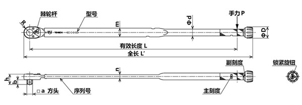 日本东日脱跳式扭力扳手尺寸图3 